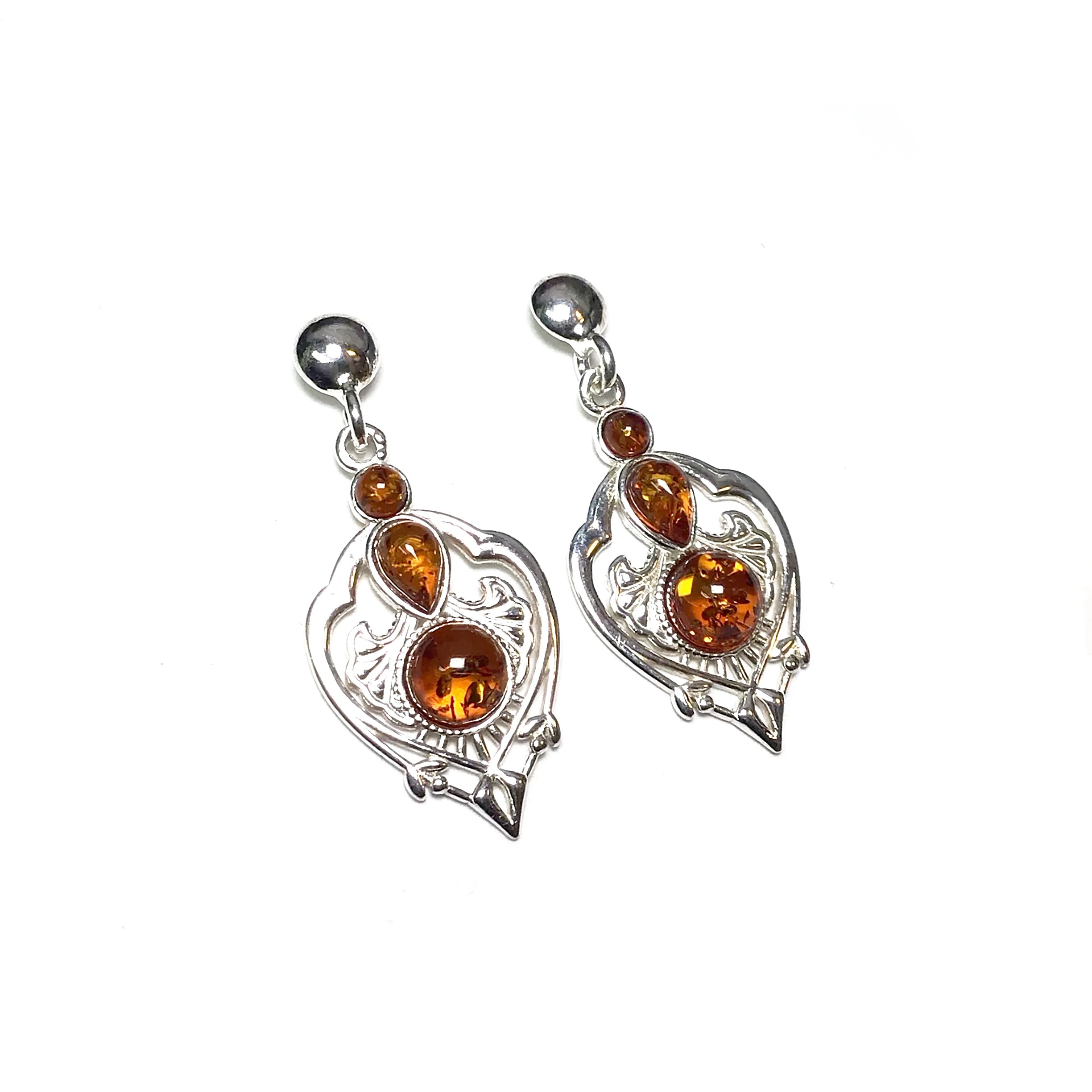 Cognac Amber Stud Earrings