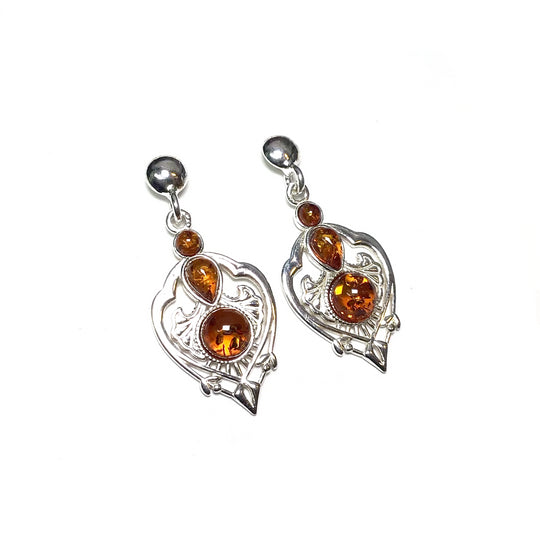 Cognac Amber Stud Earrings