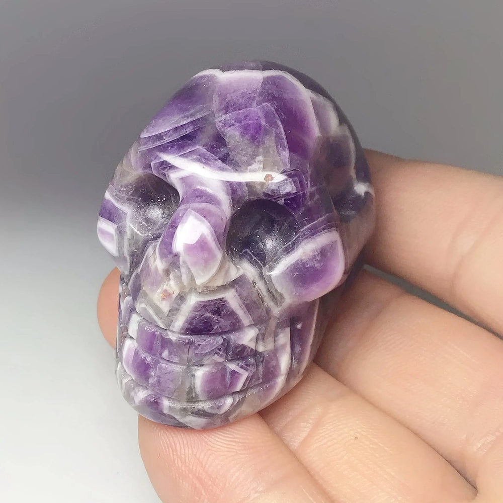 Carved Chevron Amethyst Crystal Skull