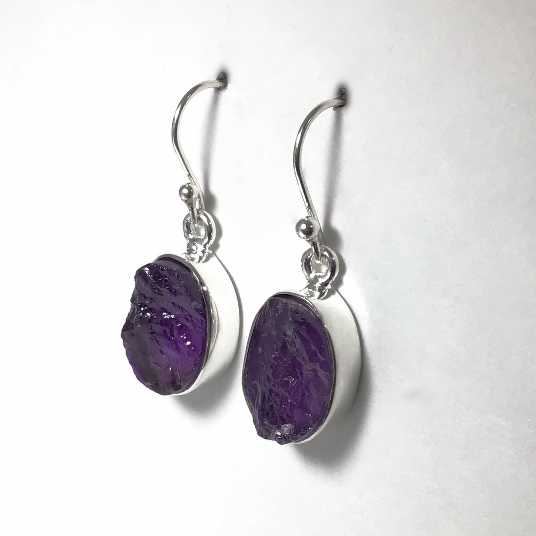 Raw Amethyst Dangle Earrings