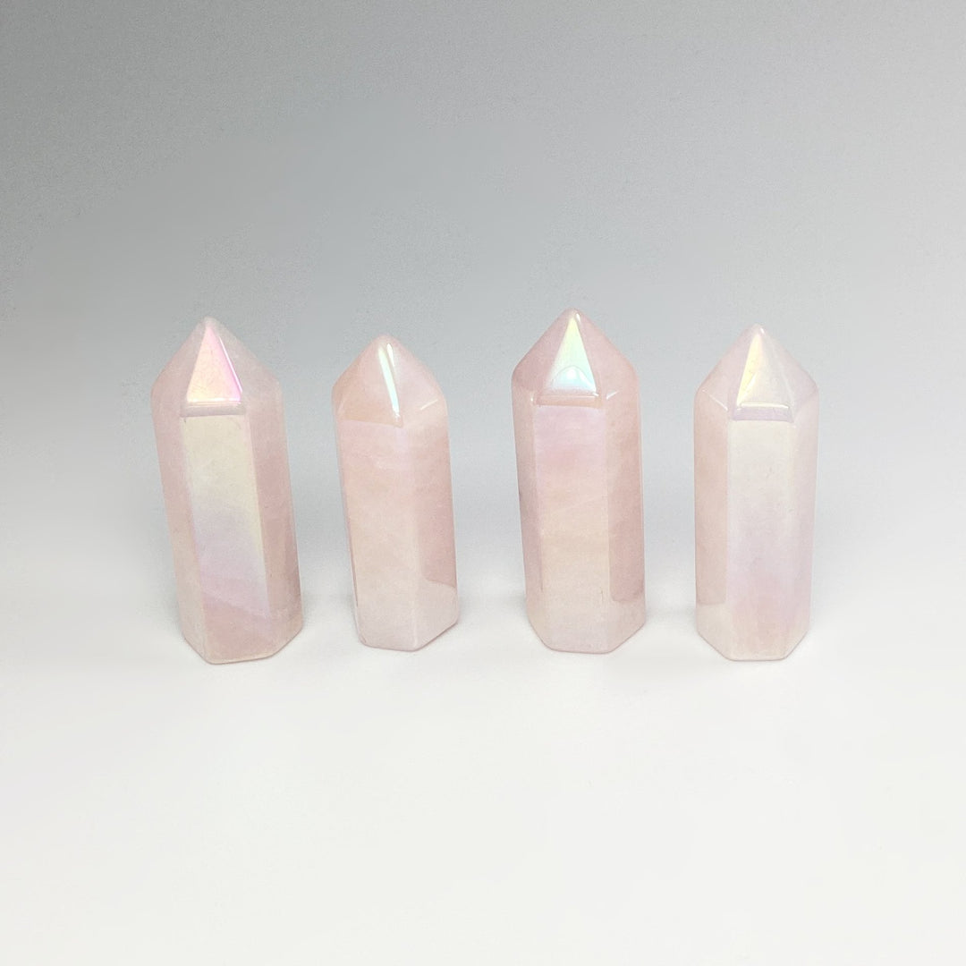 Polished Opalescent Rose Quartz Point at $39 Each