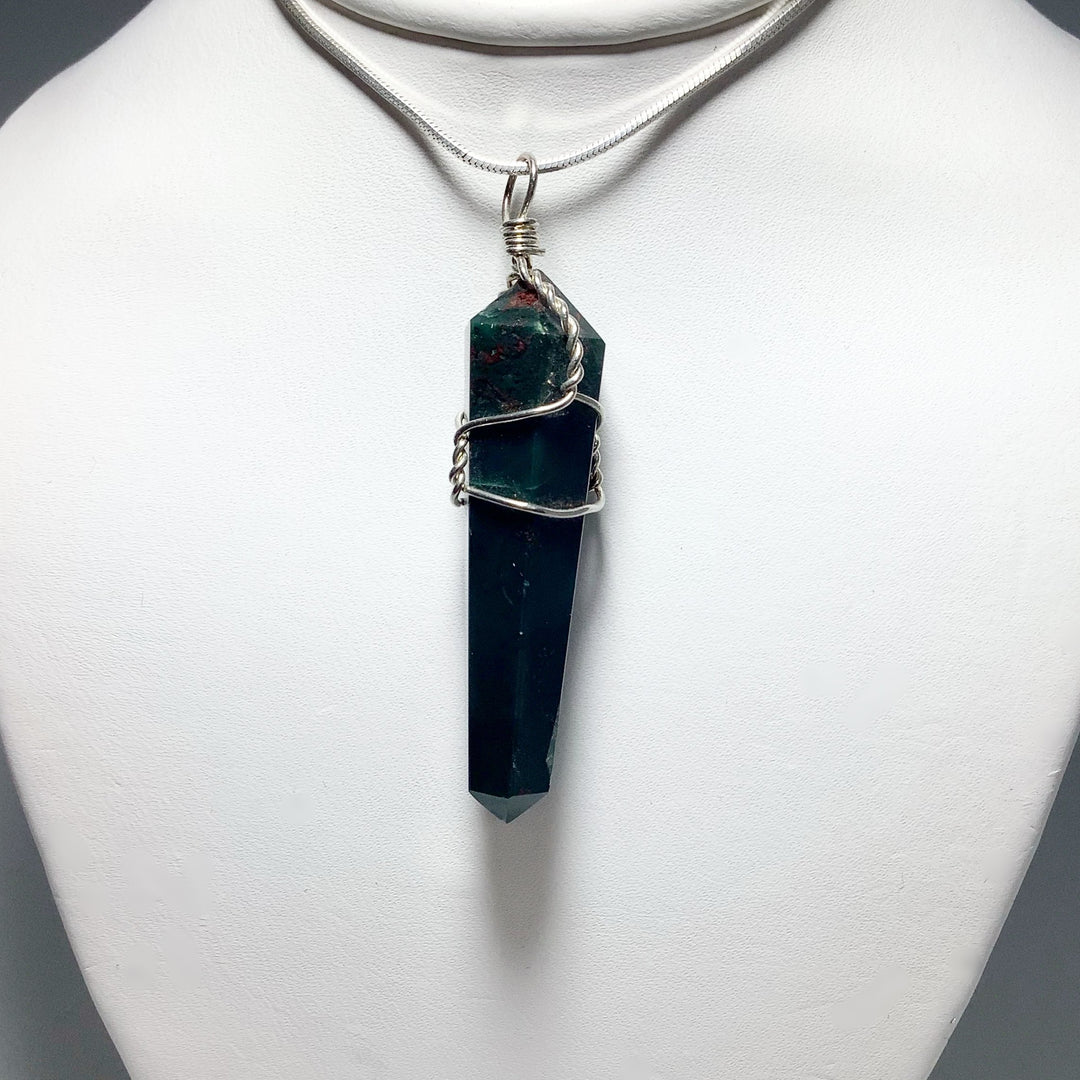 Wire Wrapped Bloodstone Pendant