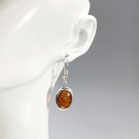 Cognac Amber Dangle Earrings