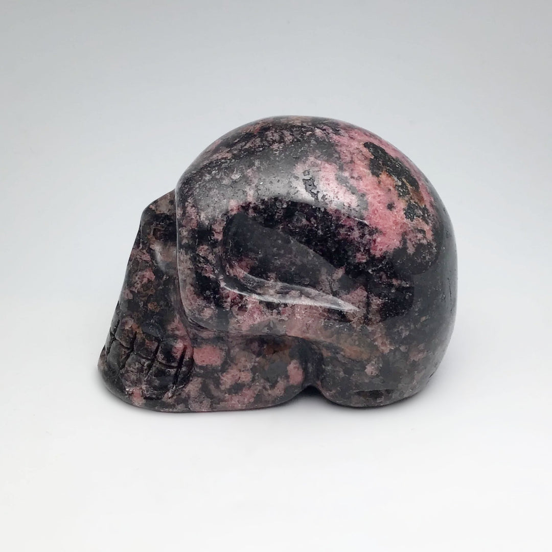 Carved Rhodonite Skull