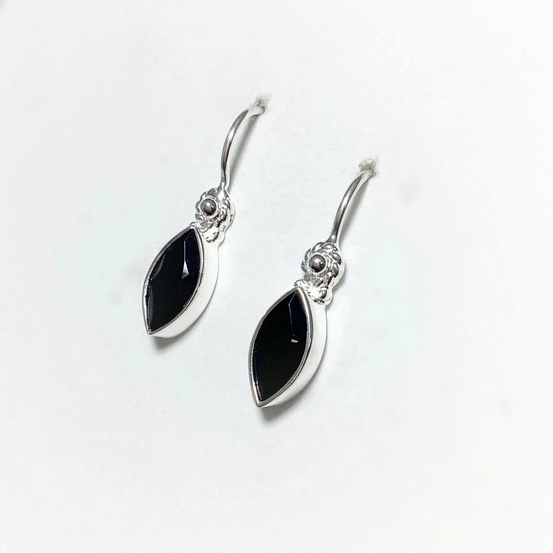 Faceted Black Onyx Dangle Earrings