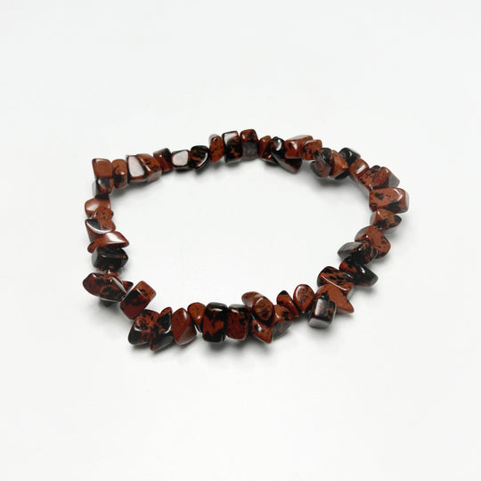 Mahogany Obsidian Chip Beaded Bracelet