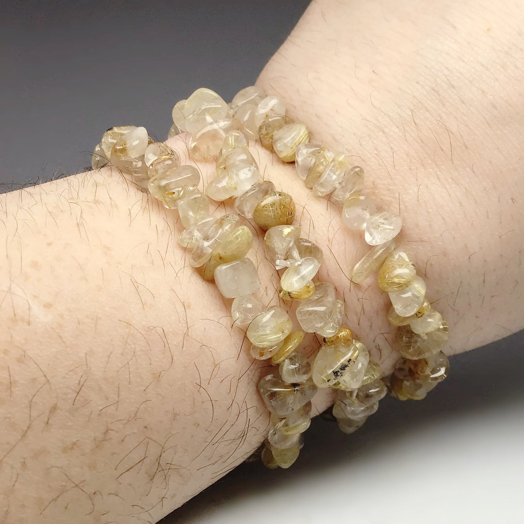 Rutilated Quartz Chip Beaded Bracelet