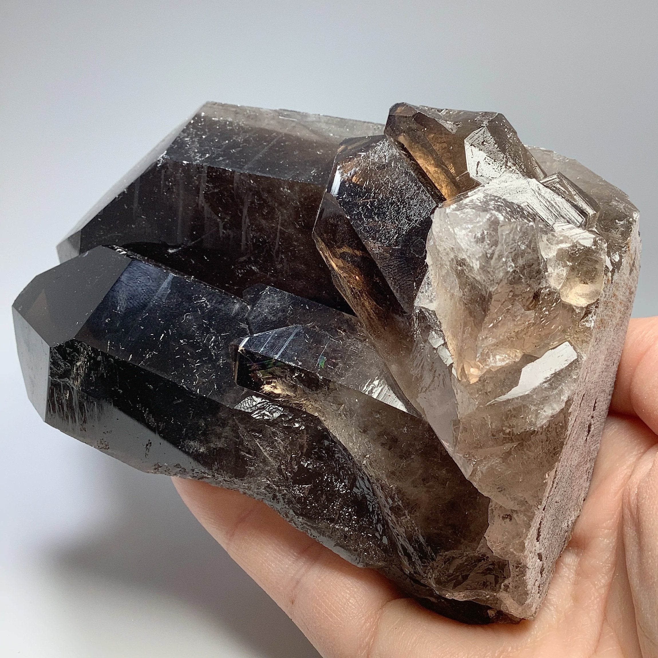 Large Smoky Quartz Cluster on Microcline Crystal Grey Shandong 2024 Province China Cabinet Specimen Piece xl extra large