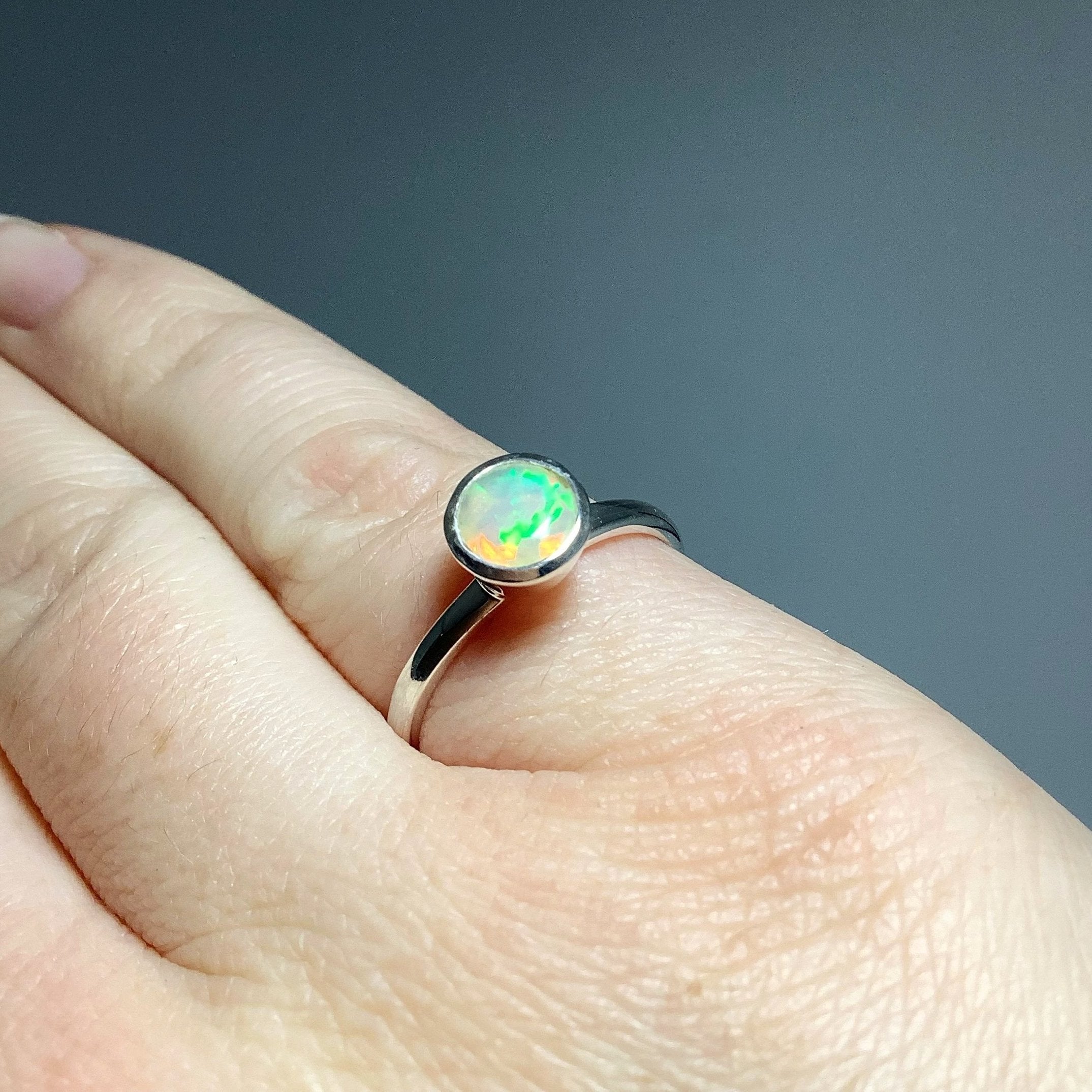 Faceted Ethiopian Fire Opal Ring