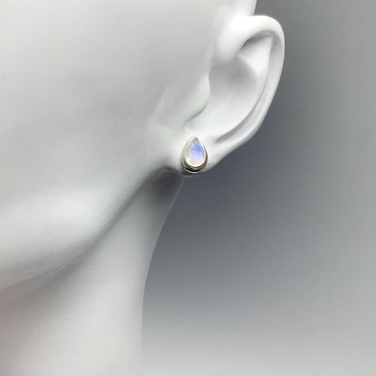 Rainbow Moonstone Stud Earrings