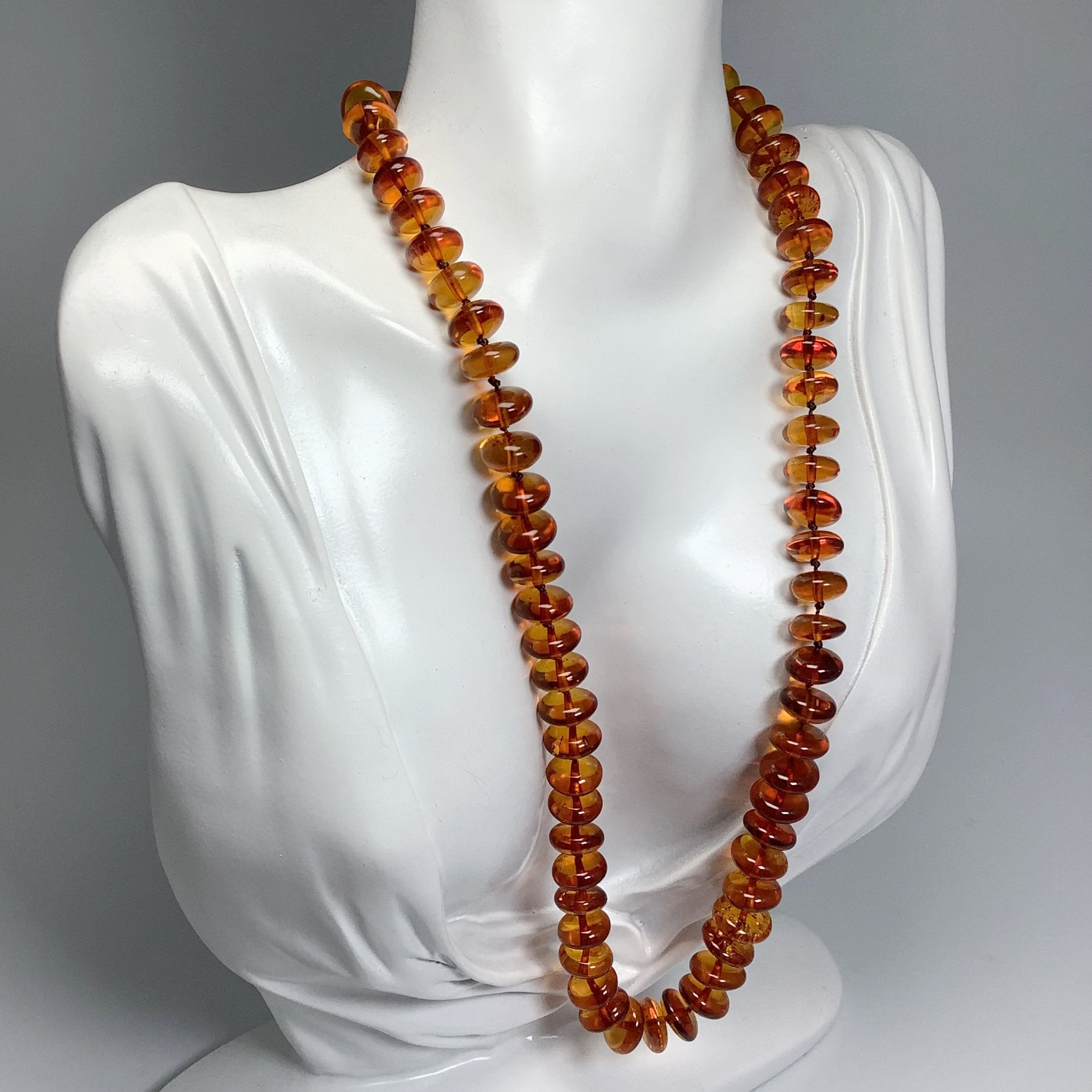 Cognac Amber Beaded Necklace