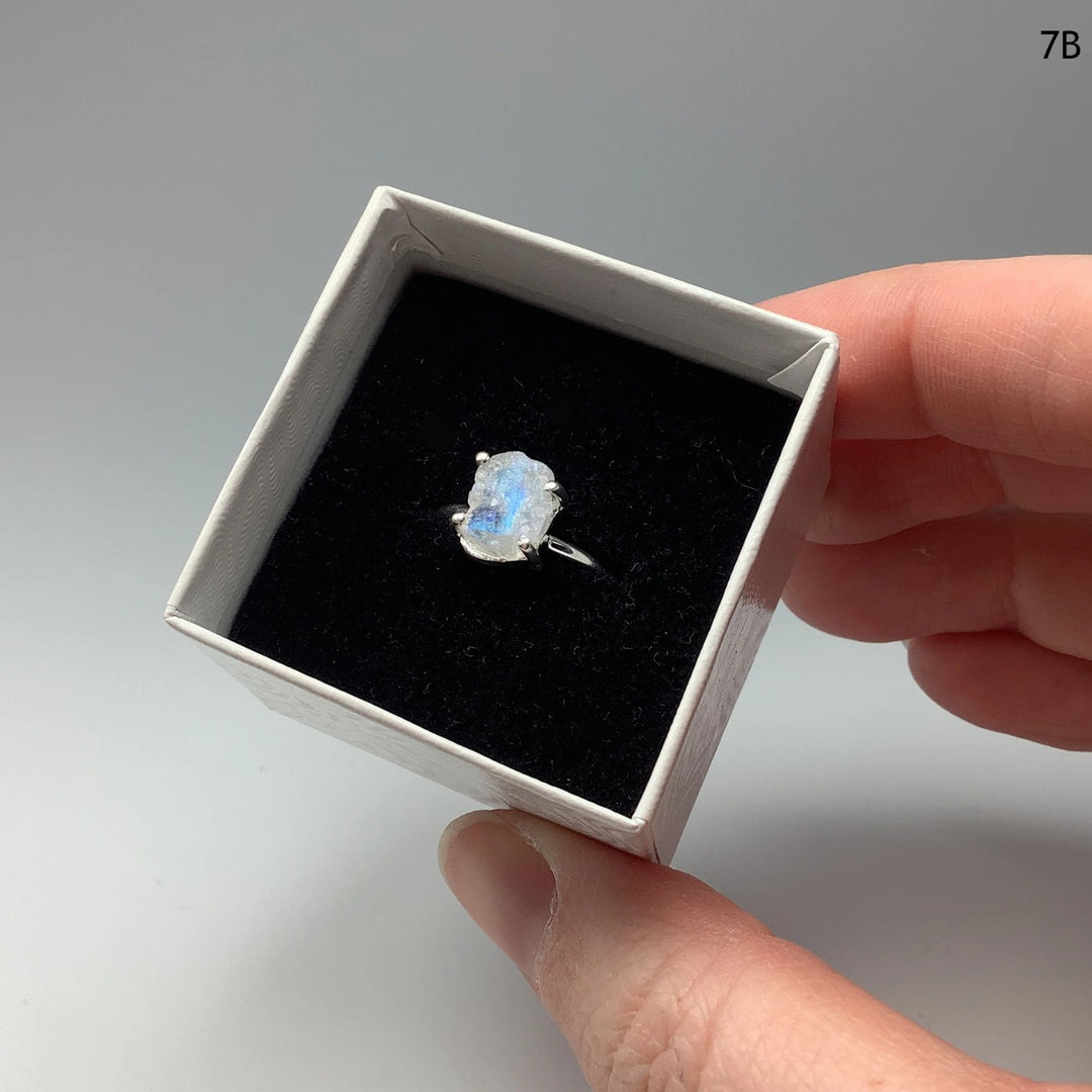 Raw Rainbow Moonstone Ring