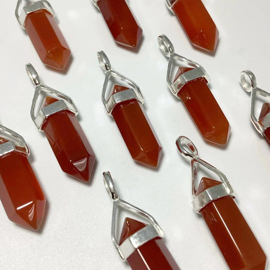 Carnelian Agate Double Terminated Point Pendant