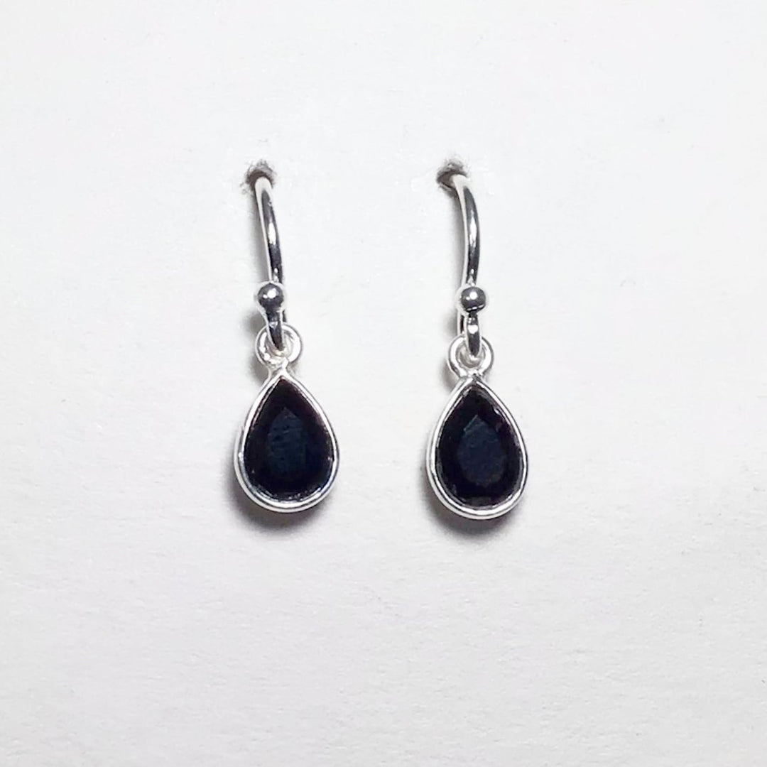 Faceted Black Onyx Dangle Earrings