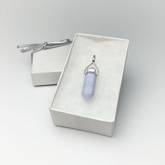 Blue Lace Agate Double Terminated Point Pendant