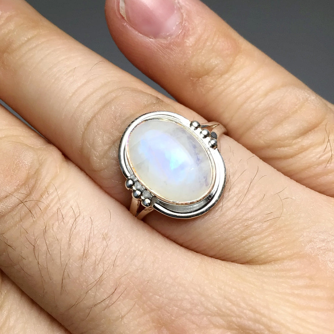 Rainbow Moonstone Ring