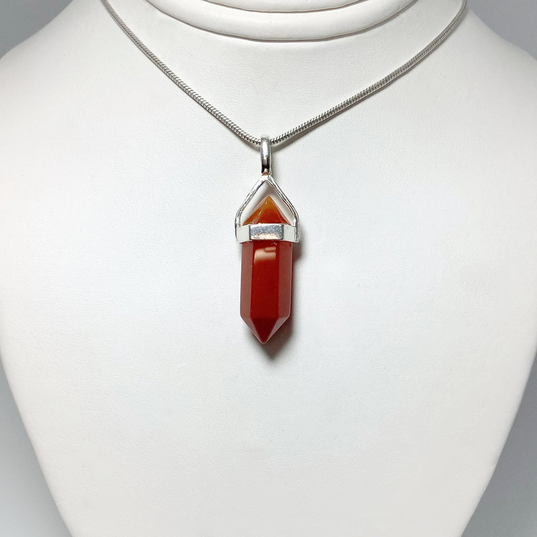 Carnelian Agate Double Terminated Point Pendant