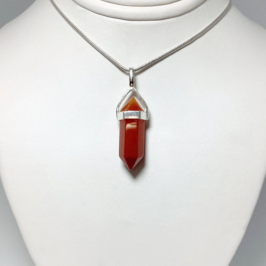 Carnelian Agate Double Terminated Point Pendant