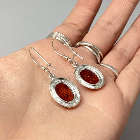 Cognac Amber Dangle Earrings