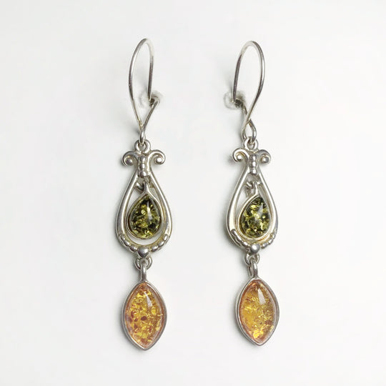 Mixed Amber Dangle Earrings