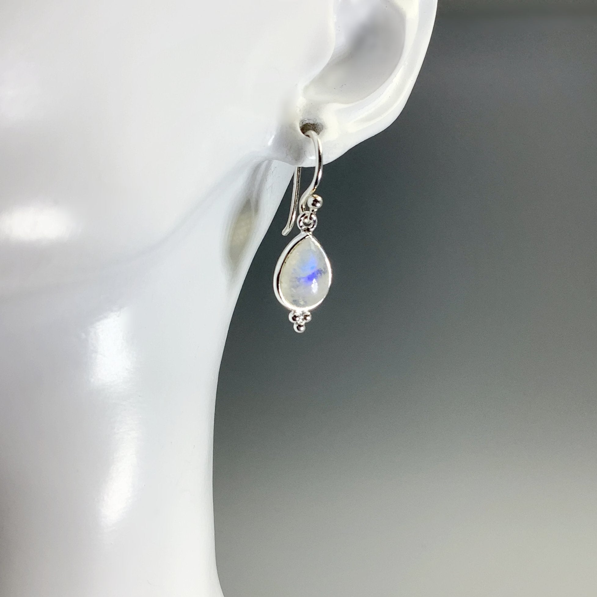 Rainbow Moonstone Dangle Earrings