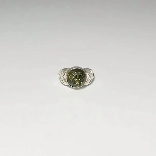 Green Amber Ring