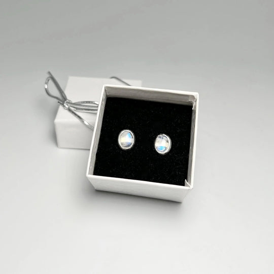 Rainbow Moonstone Stud Earrings