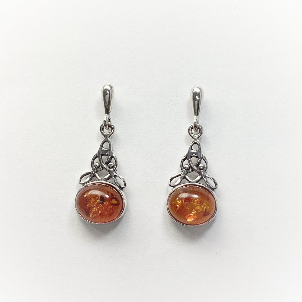 Cognac Amber Stud Earrings