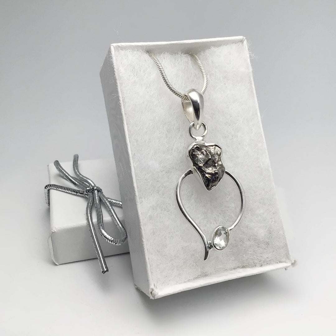 Campo Del Cielo Meteorite and Green Amethyst Pendant