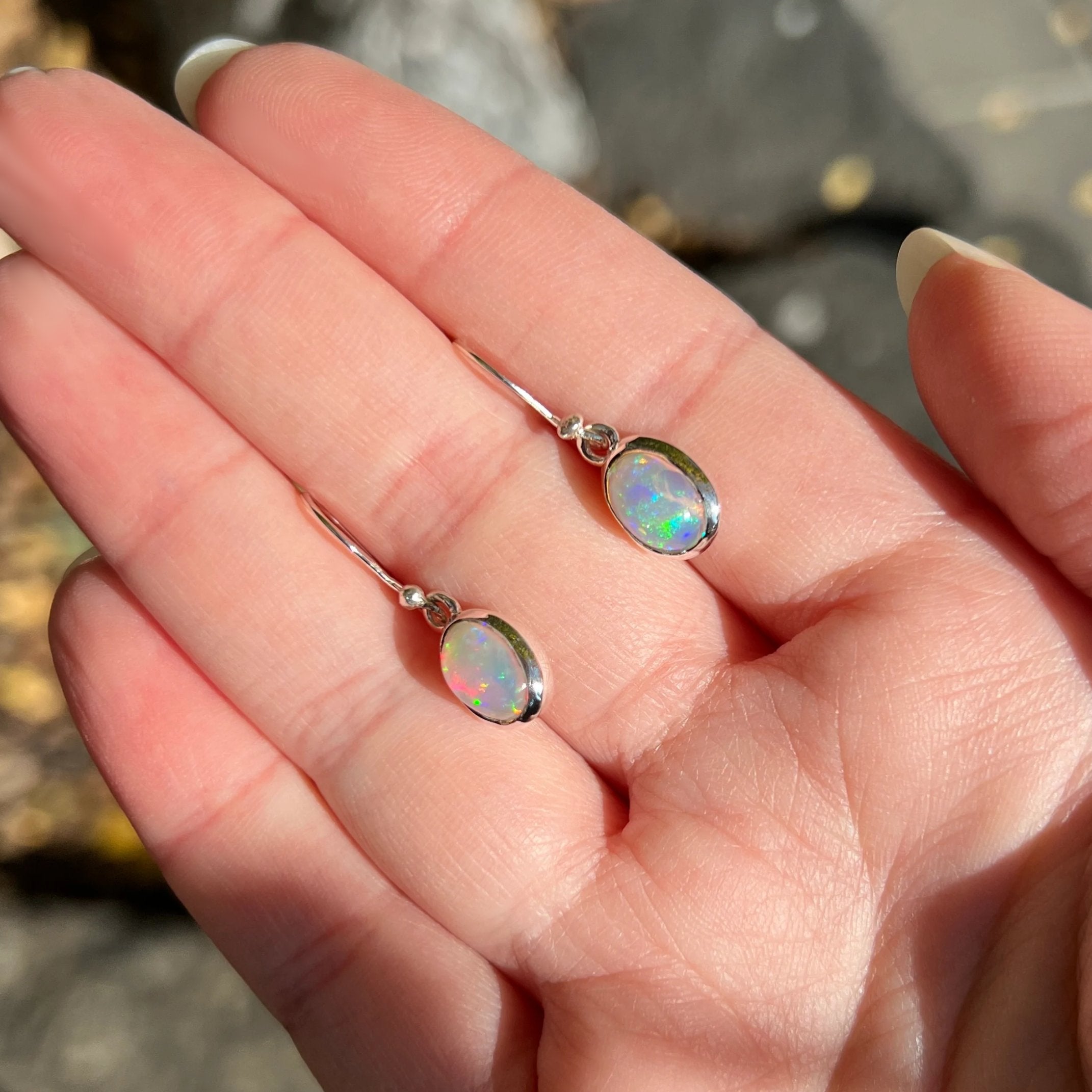 NEVER WORN Sterling tanzanite and Ethiopian deals fire opal earrings