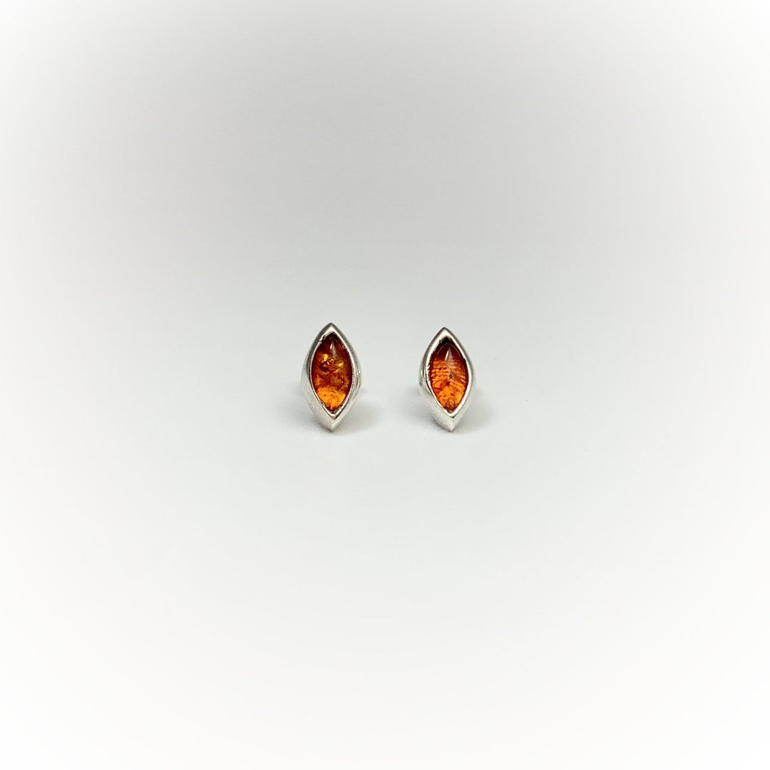 Cognac Amber Stud Earrings