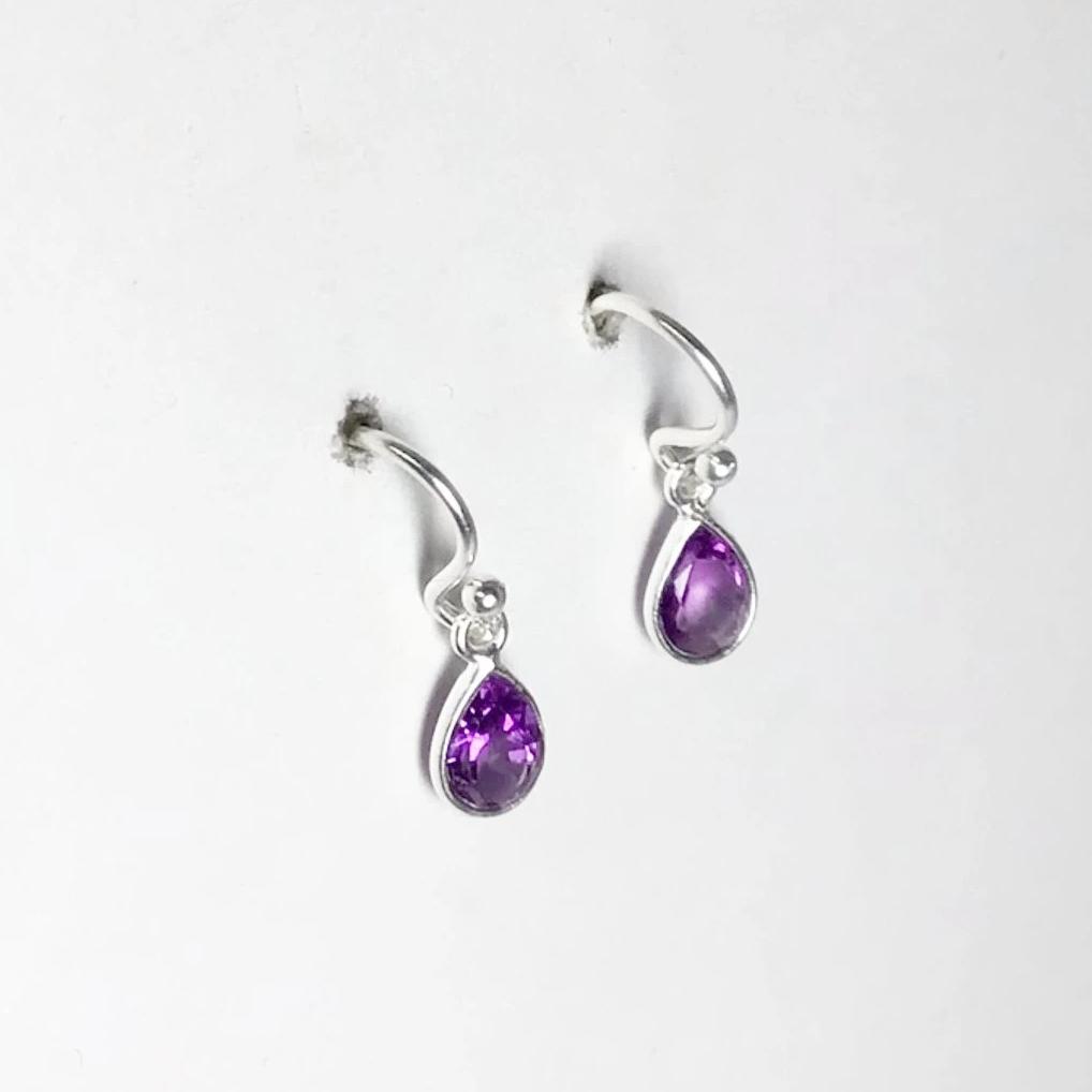 Amethyst Faceted Dangle Earrings