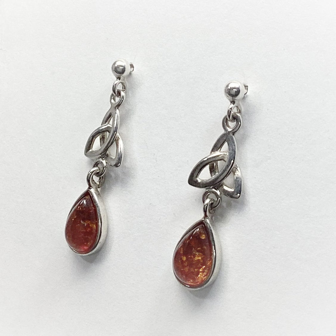 Cognac Amber Stud Earrings