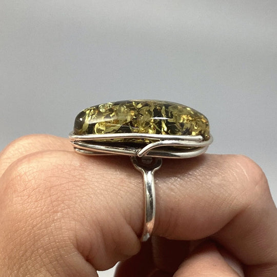 Green Amber Ring