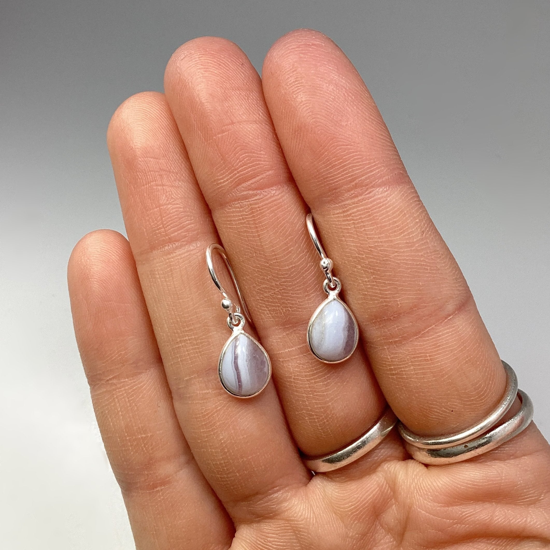 Blue Lace Agate Dangle Earrings