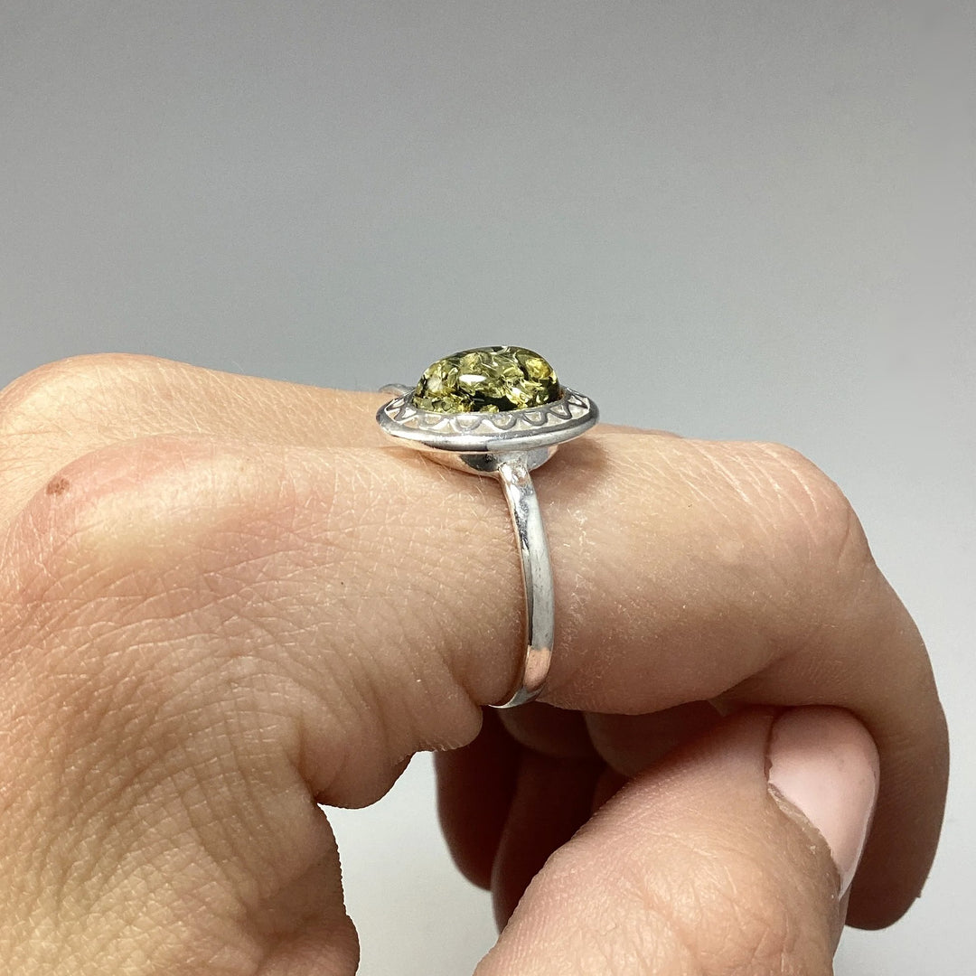 Green Amber Ring