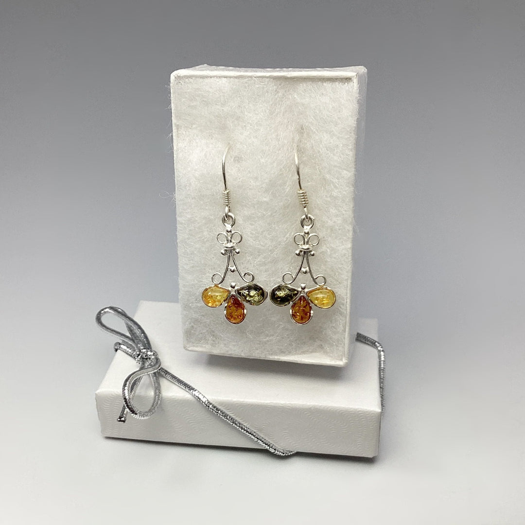 Mixed Amber Dangle Earrings