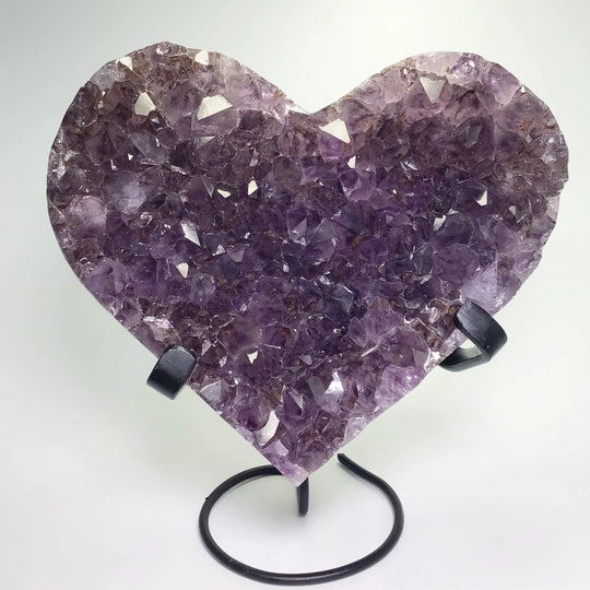 Amethyst Druze Cluster Heart On Stand