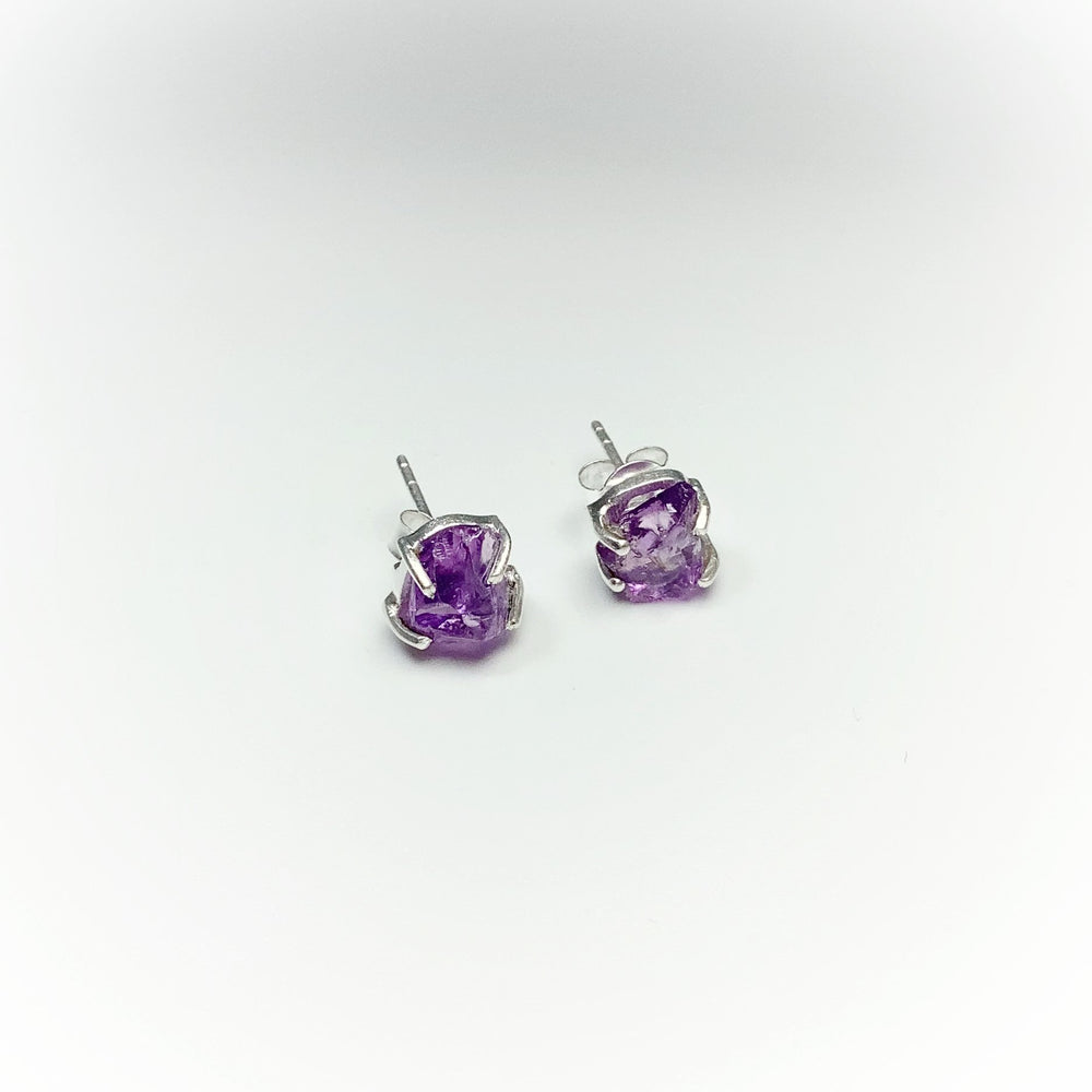 Raw Amethyst Stud Earrings