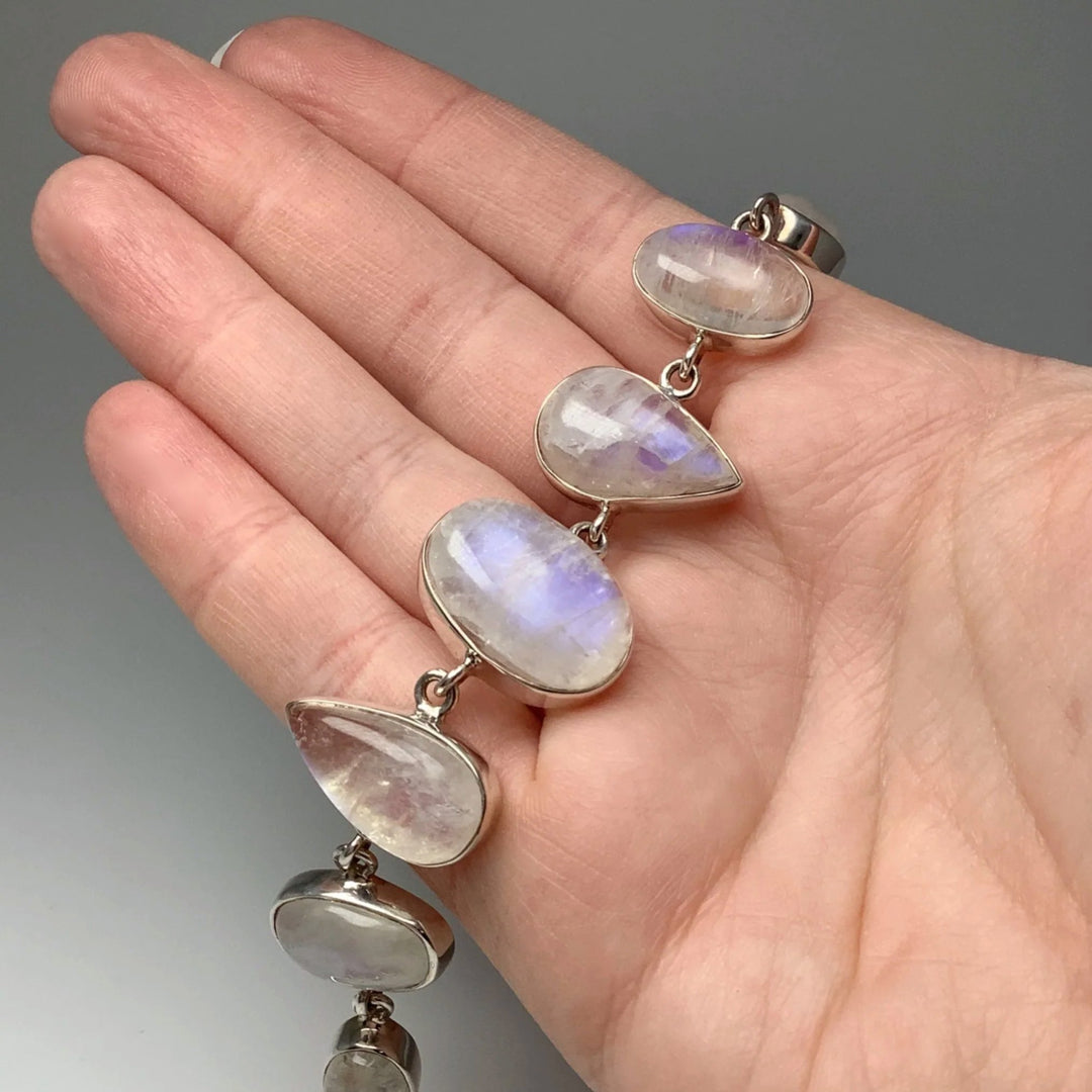 Rainbow Moonstone Sterling Silver Bracelet