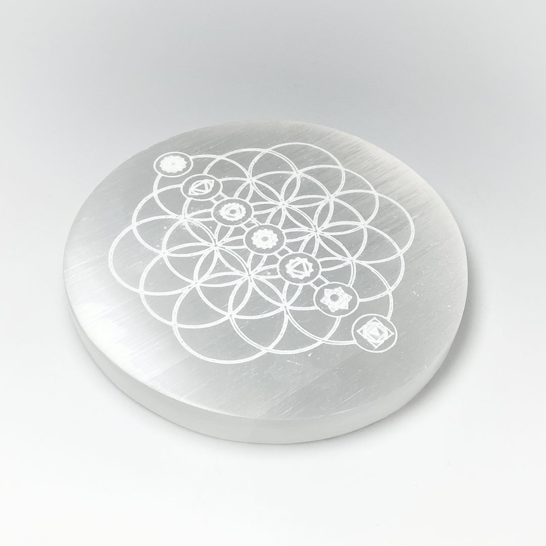 Selenite Round Chakra Charging Plate