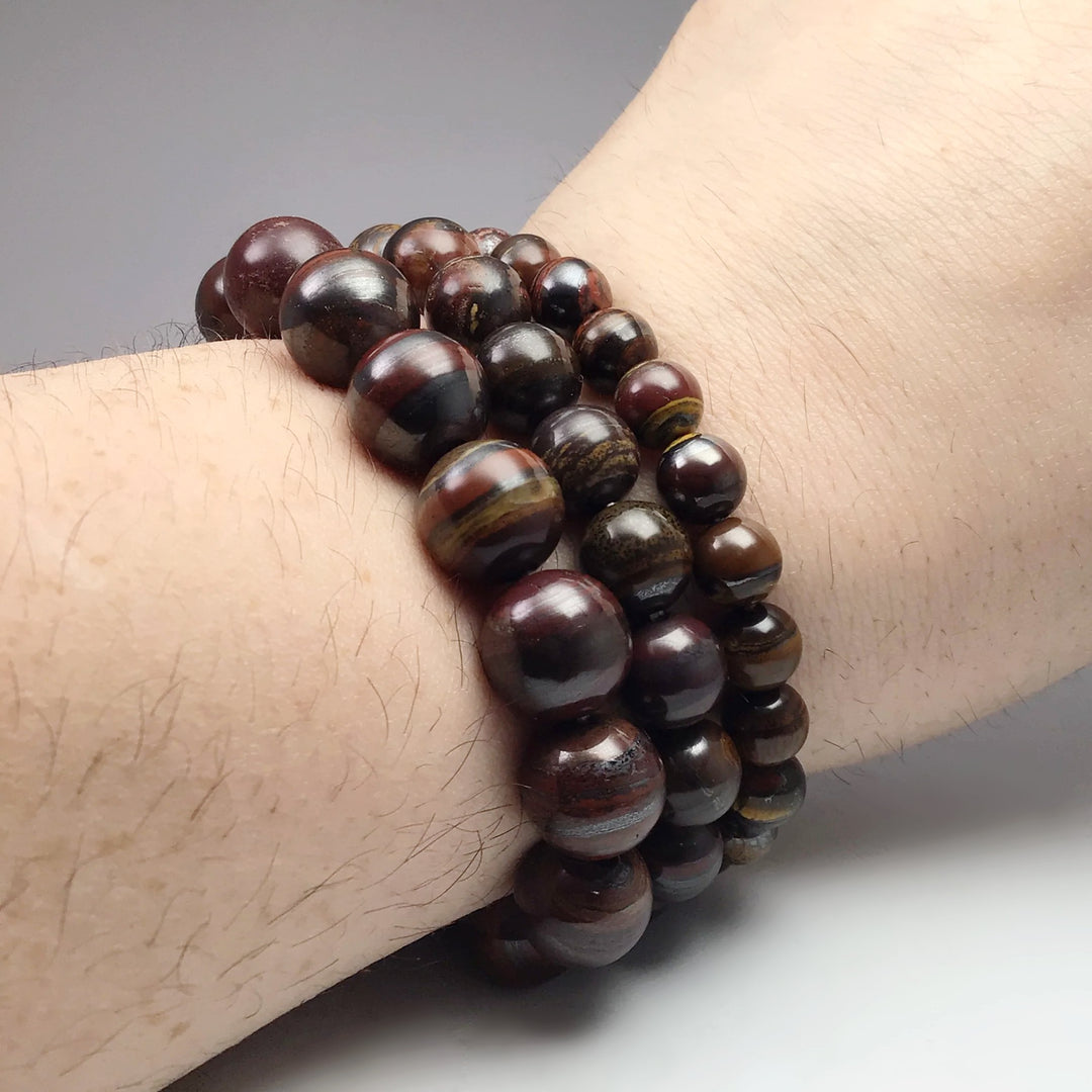 Red Gold Tiger Iron Beaded Bracelet