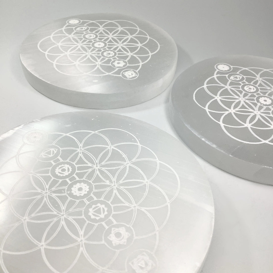 Selenite Round Chakra Charging Plate