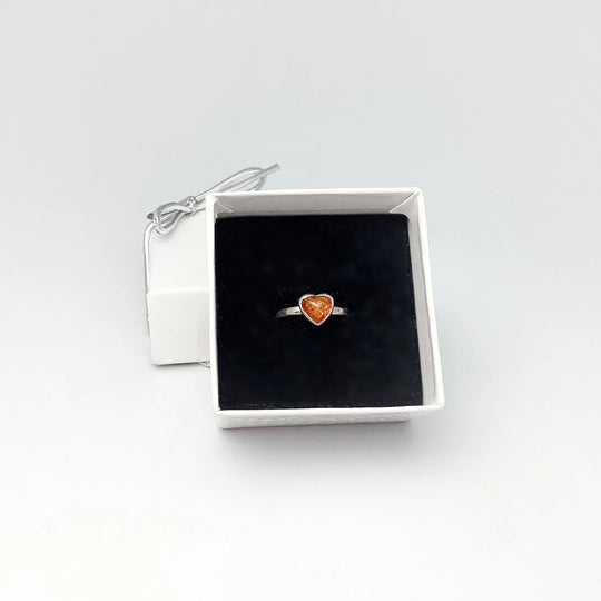 Cognac Amber Heart Ring - Small Sizes