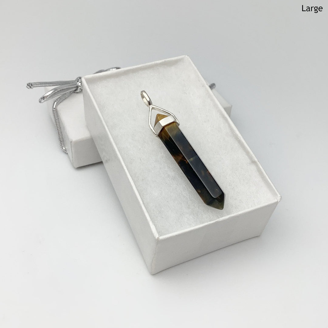 Blue Gold Tiger Eye Double Terminated Point Pendant