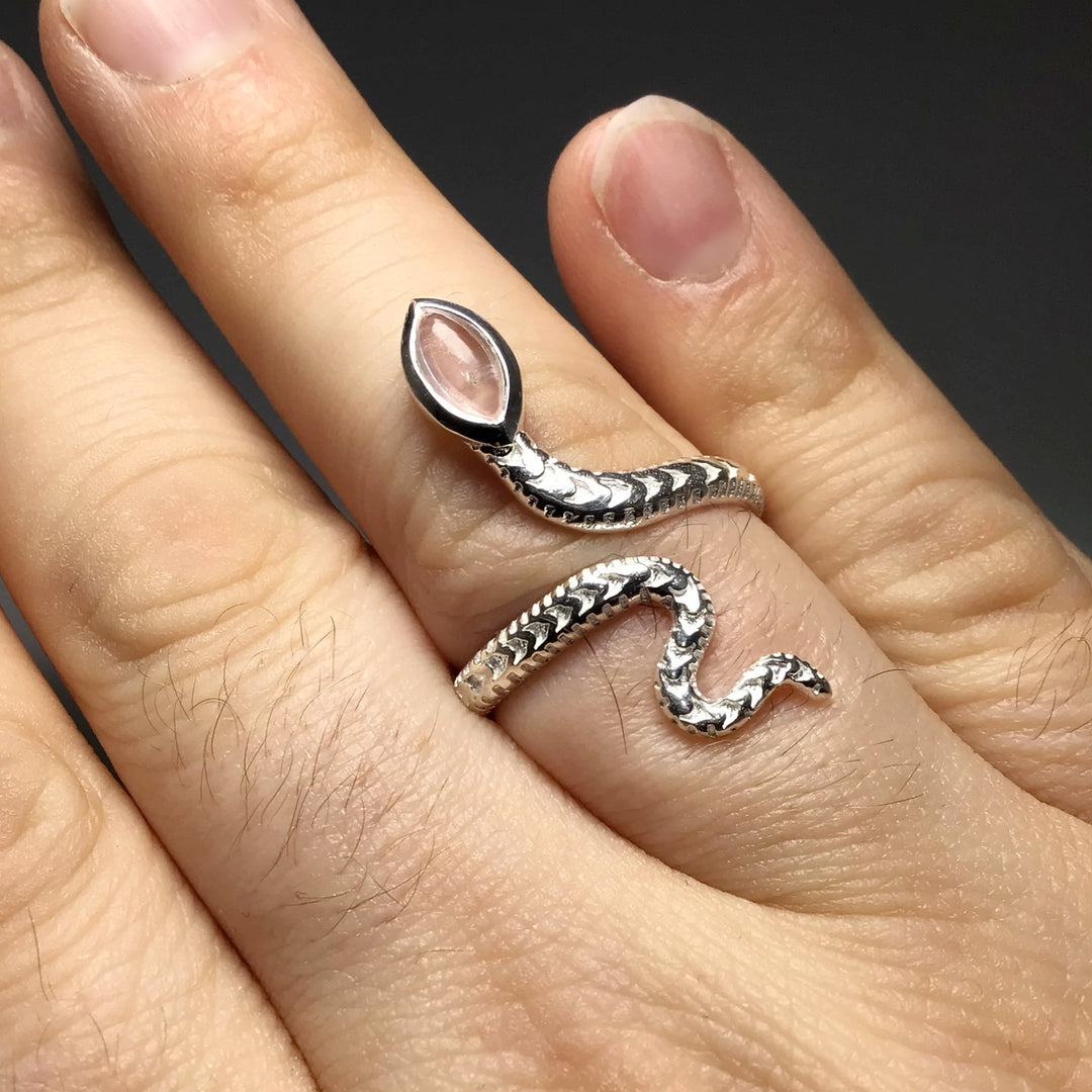 Rose Quartz Snake Ring