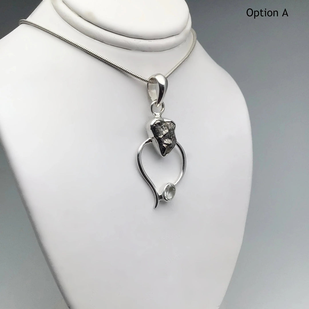 Campo Del Cielo Meteorite and Green Amethyst Pendant