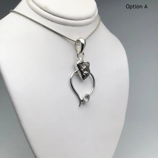 Campo Del Cielo Meteorite and Green Amethyst Pendant