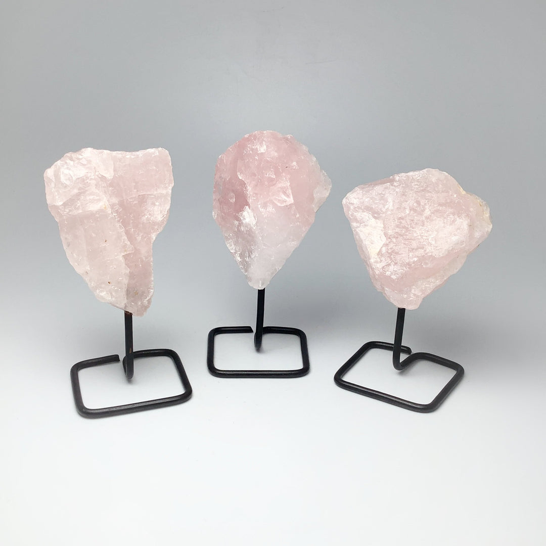 Rough Rose Quartz on Stand at $29 Each