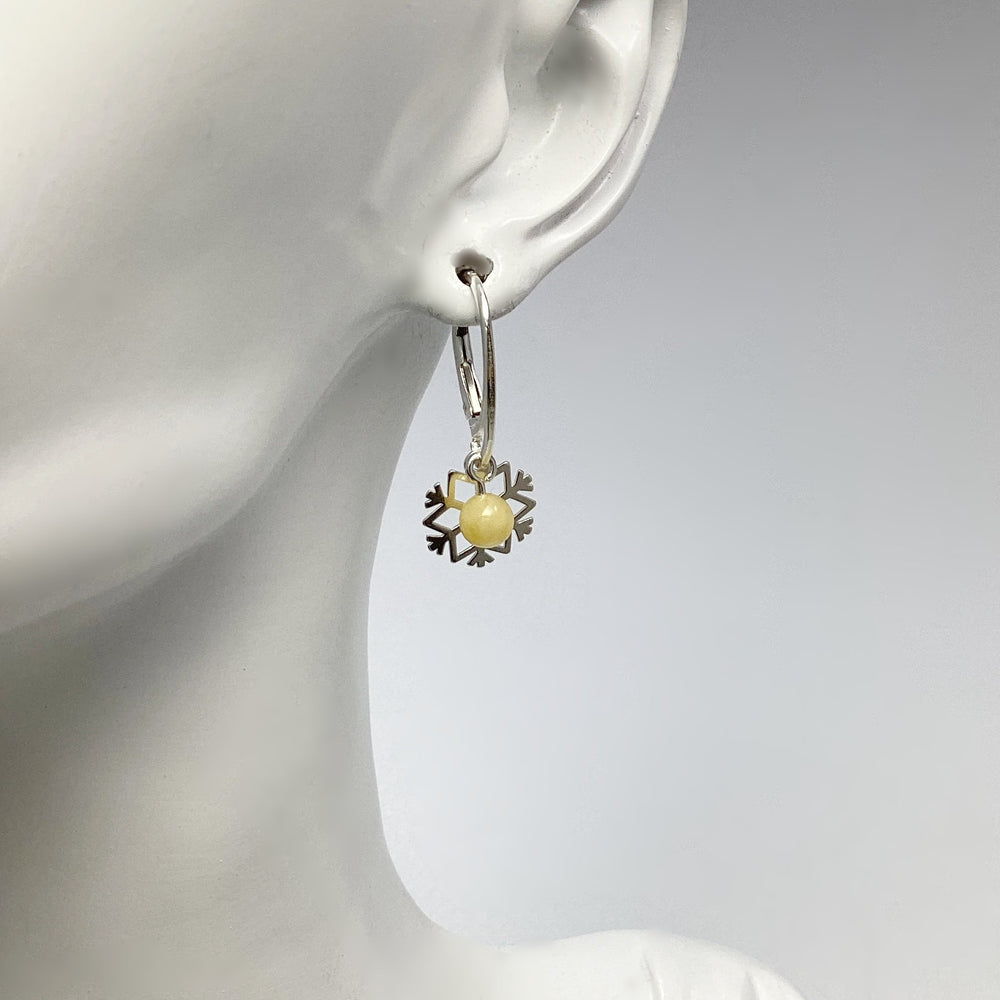 Butterscotch Amber Snowflake Dangle Earrings